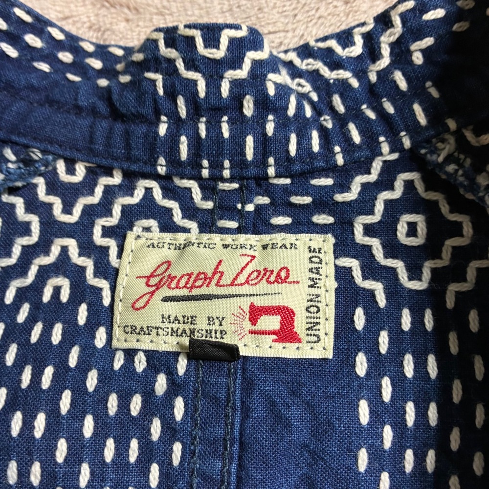 Graph Zero Indigo Sashiko Patchwork Workwear Jack… - image 4